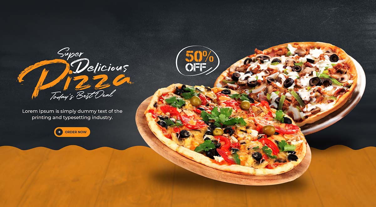 Banner quảng cáo bánh pizza L26 file PSD