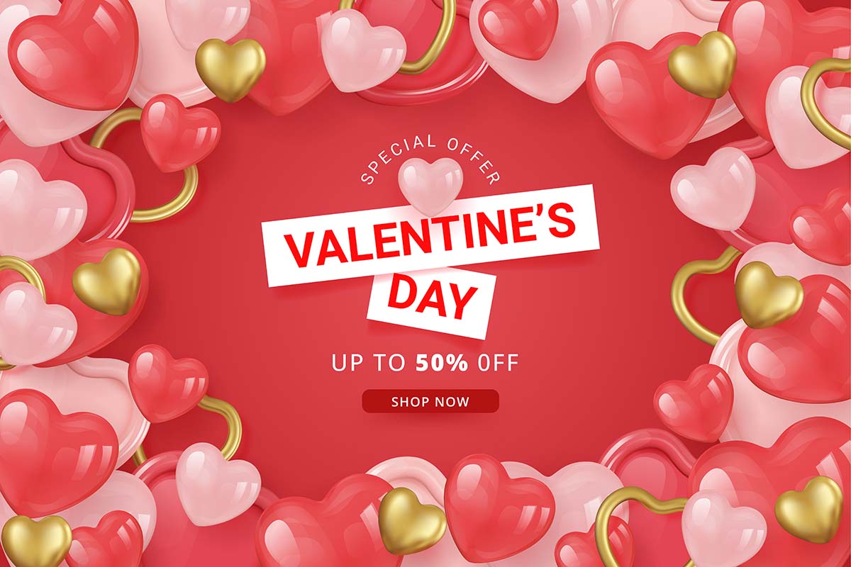 Banner ngày valentine file vector mẫu BV254