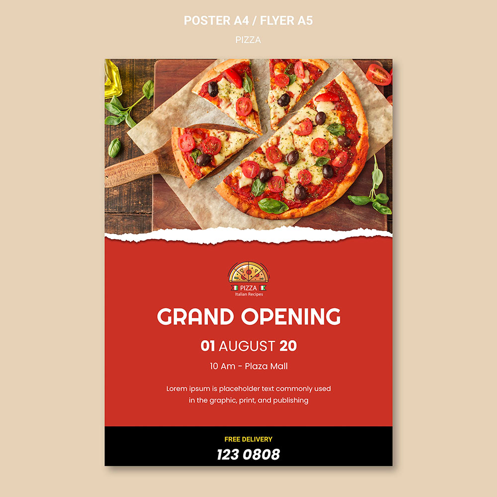 Poster quảng cáo bánh pizza file PSD mẫu P124