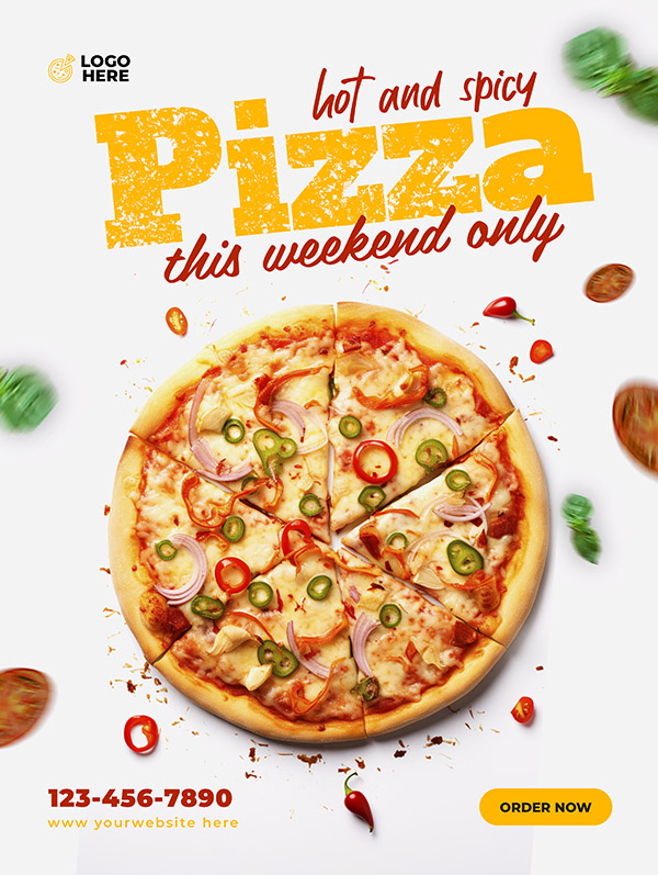 Poster quảng cáo bánh pizza phô mai file PSD - mẫu số 428