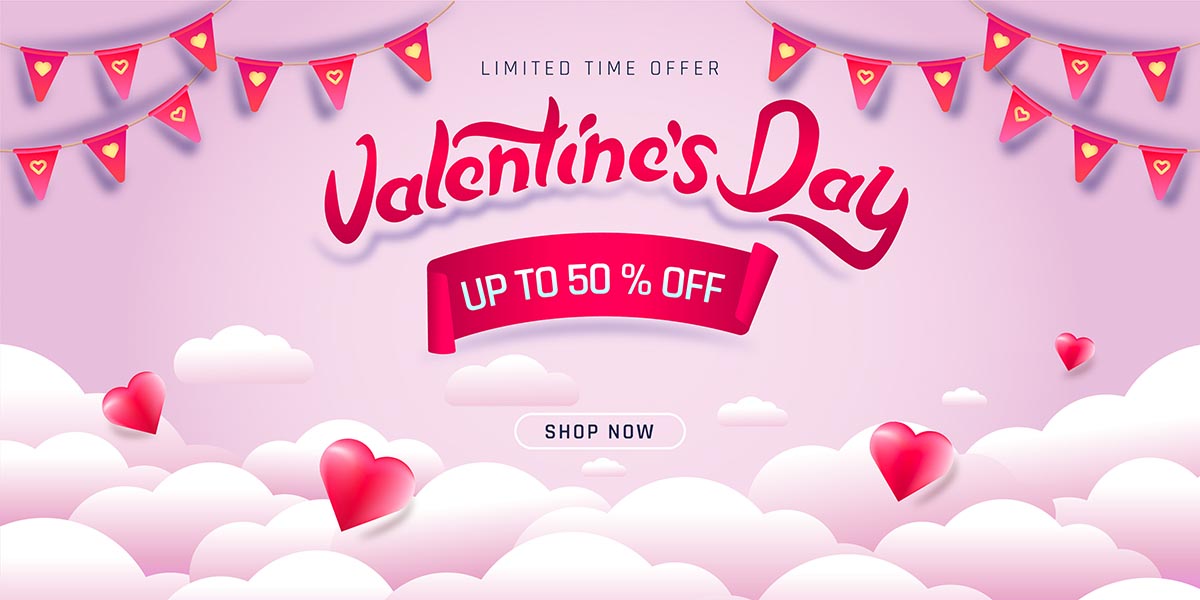 Banner giảm giá dịp valentine file vector mẫu số 384