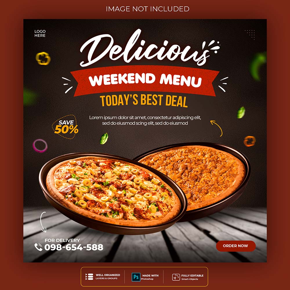 Poster quảng cáo bánh pizza file PSD mẫu P38