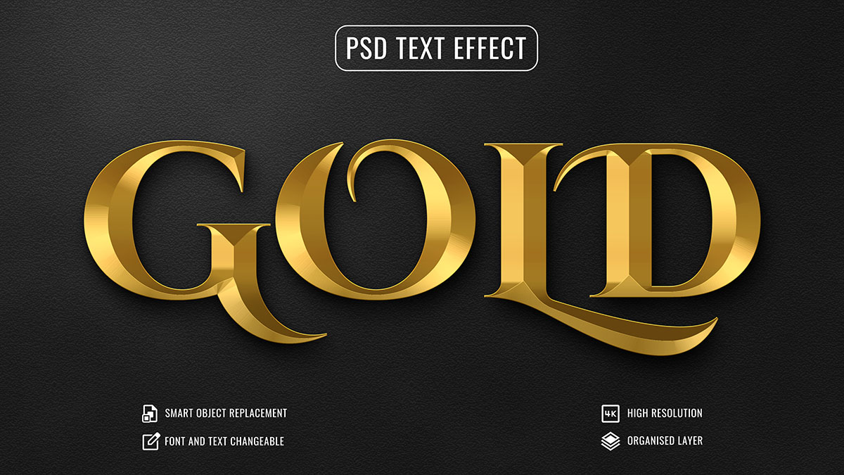 Hiệu ứng text gold file PSD mẫu HU132