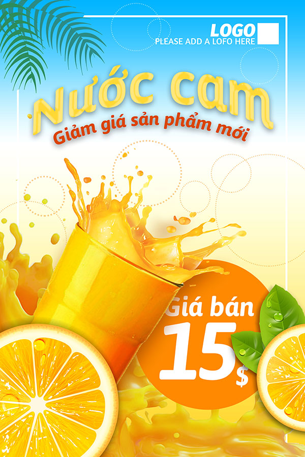 Poster nước cam ép file PSD - mẫu số 113