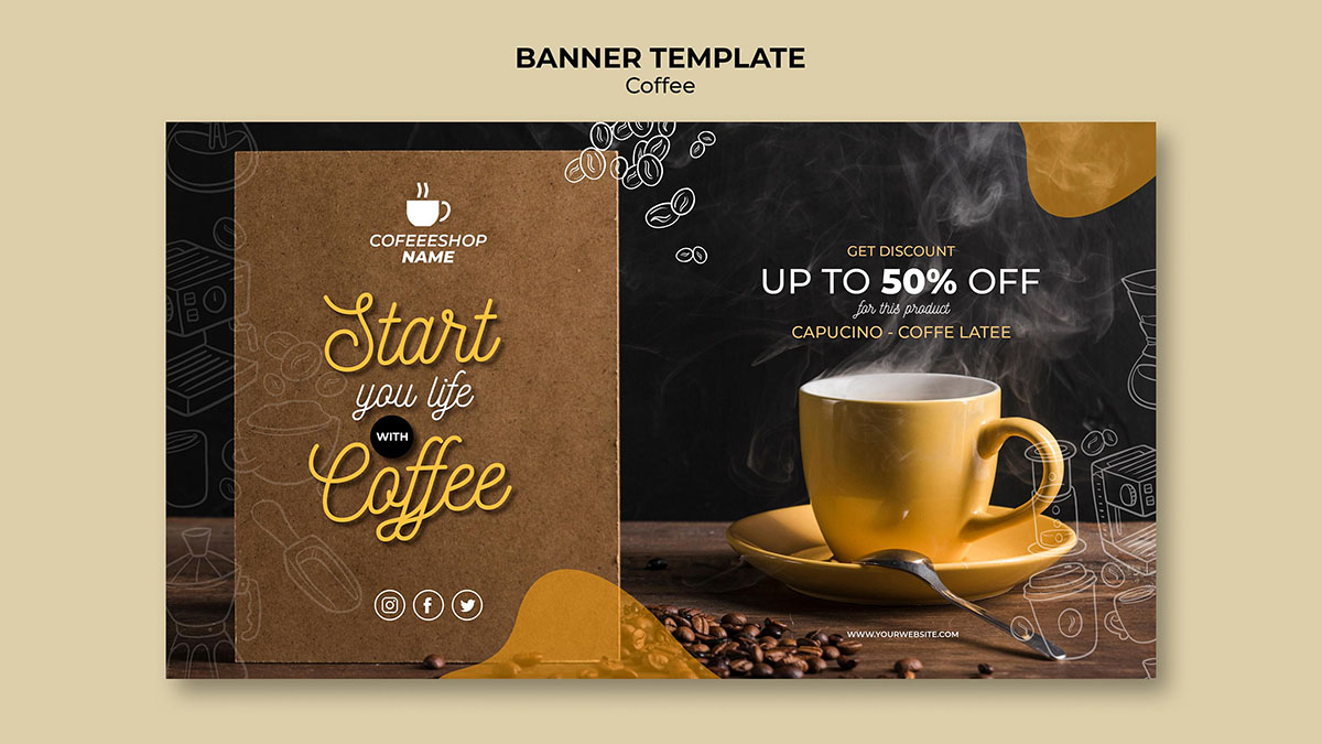 Banner quảng cáo cafe file PSD mẫu CF51