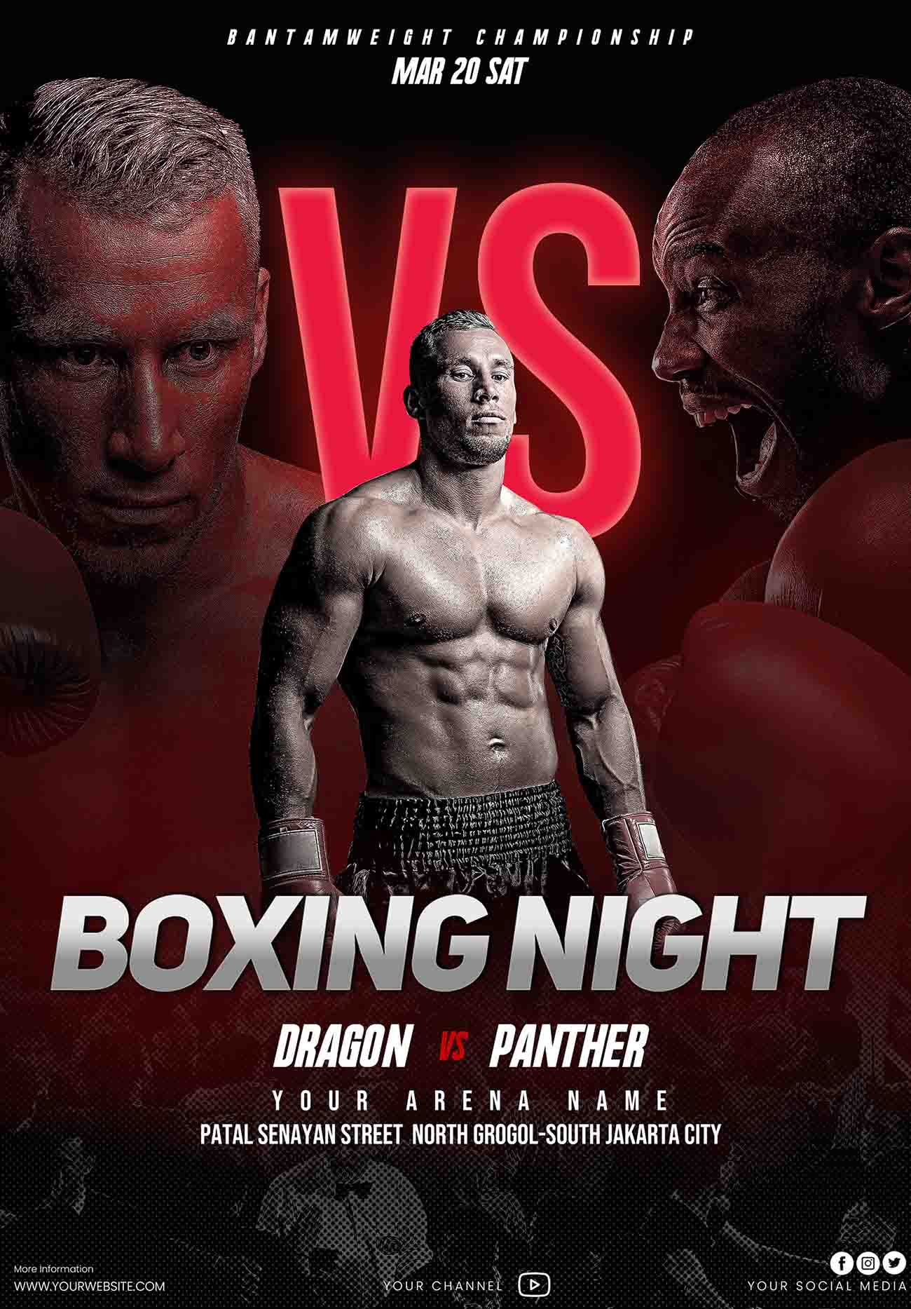 Poster trận đấu boxing giữa hai võ sĩ A47 file PSD