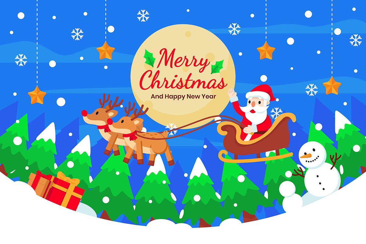 Banner ông già noel đi phát quà lễ giáng sinh file vector mẫu BN115