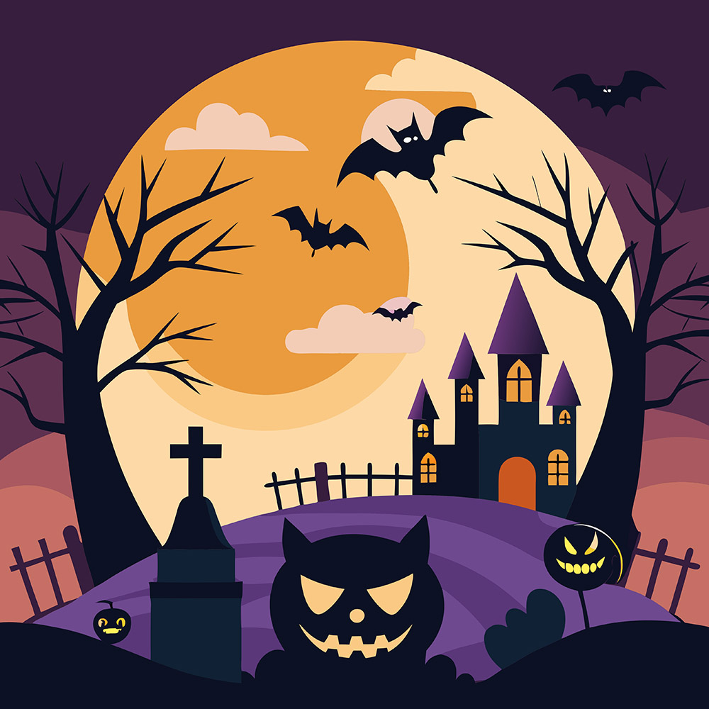 Background đêm trăng lễ hội halloween file EPS - mẫu số 113