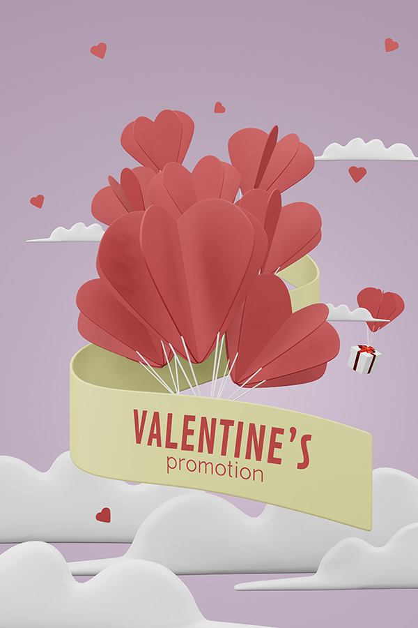 Poster trái tim ngày valentine file PSD mẫu số 843