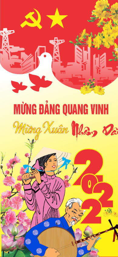 Phướn mừng Đảng mừng xuân 2024 file CDR mẫu D143