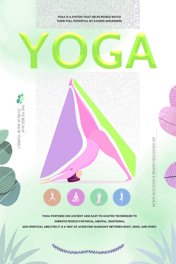 Poster dáng tập yoga rèn luyện sức khỏe file PSD - mẫu số 608