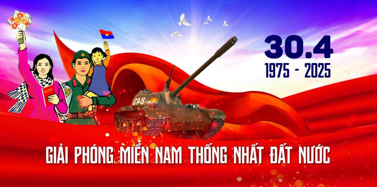 Banner kỷ niệm ngày giải phóng miền nam file CDR mẫu 1