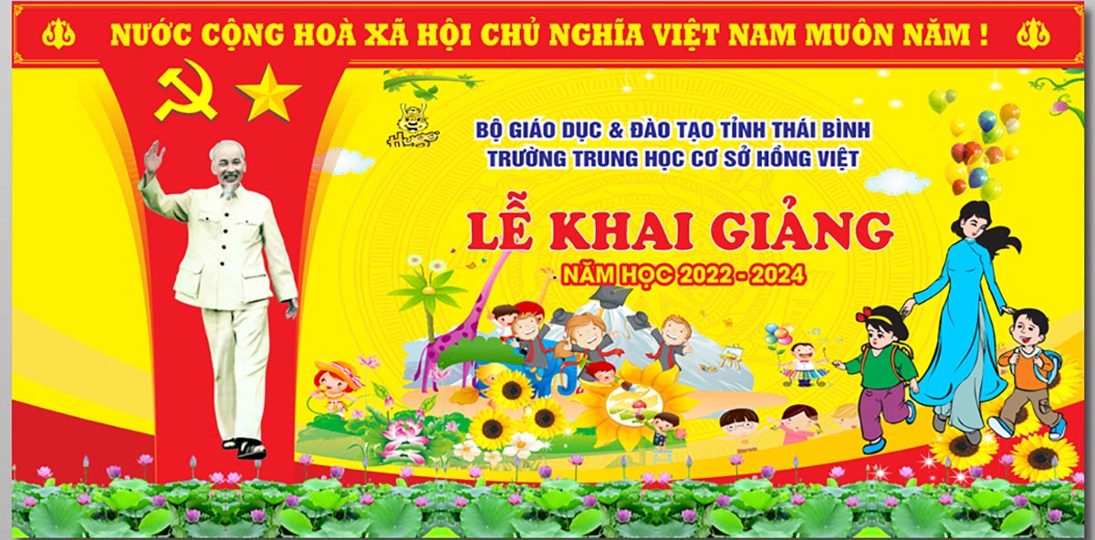 Backdrop lễ khai giảng file Corel - mẫu số 750