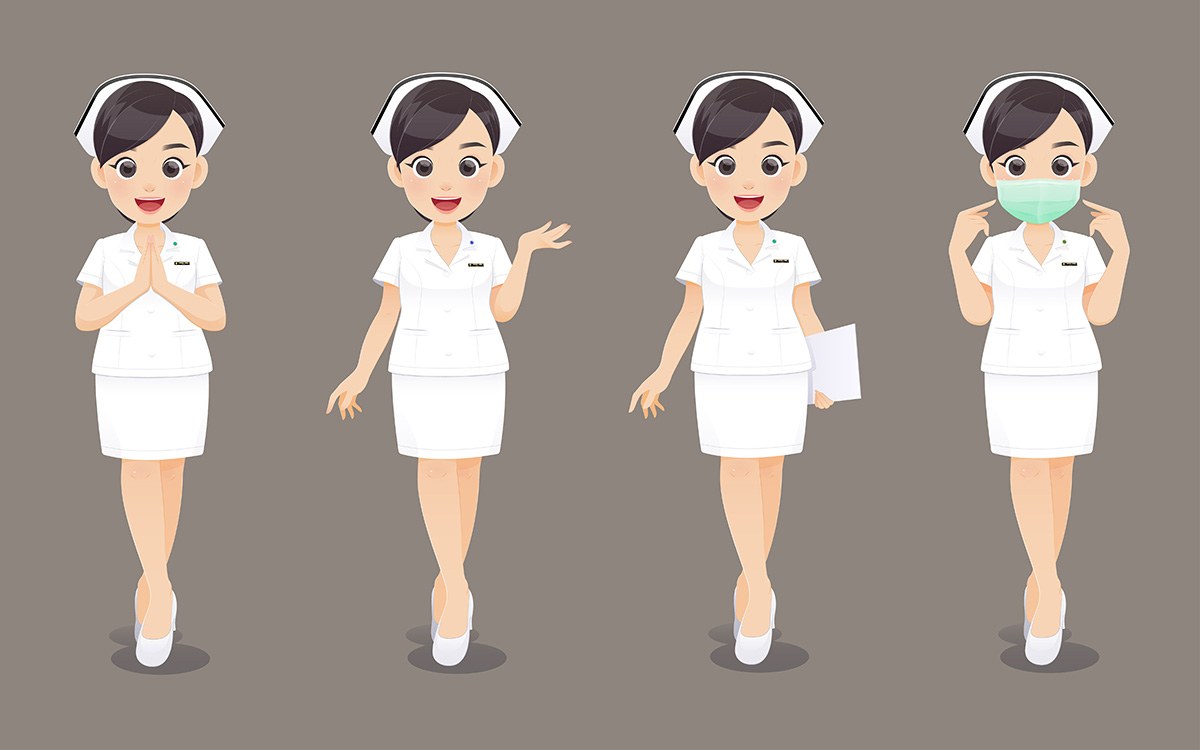 Ảnh minh họa nữ y tá mặc đồng phục trắng K33 file EPS