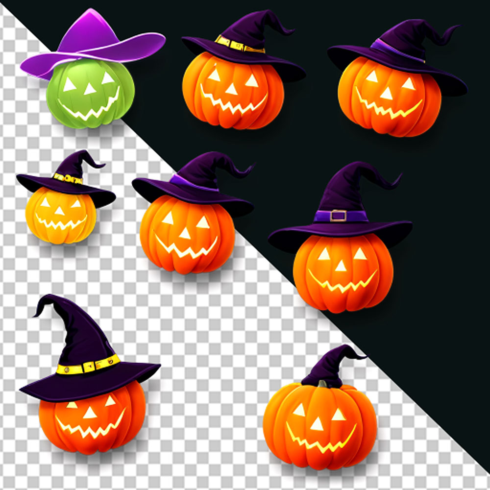 Hình minh họa nhân vật trang trí lễ hội halloween file PSD mẫu MB262