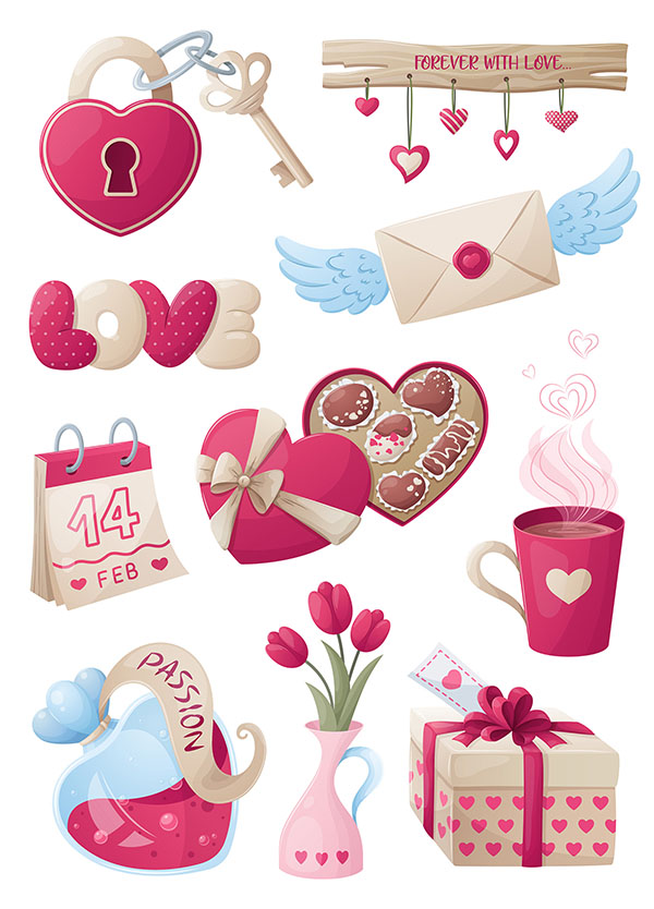 Hình ảnh quà tặng ngày valentine file vector mẫu BV112