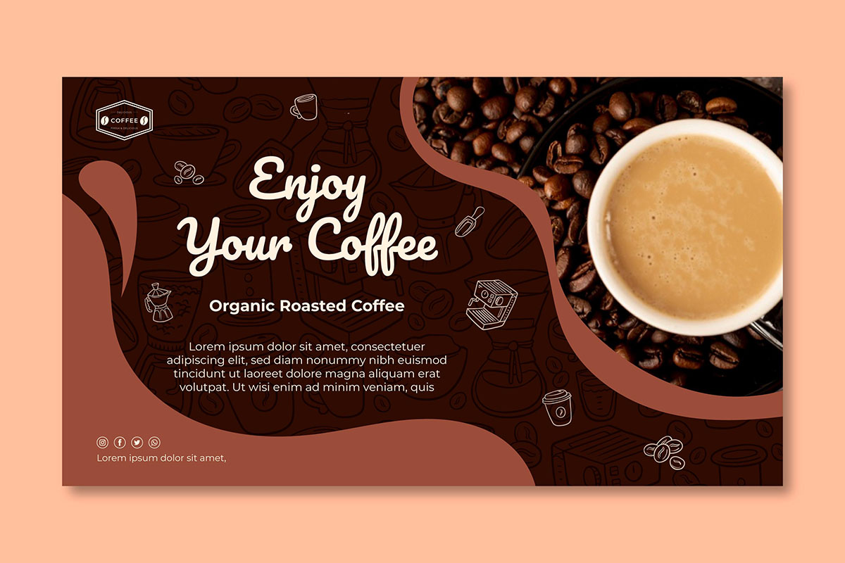 Banner quảng cáo coffee file EPS và AI mẫu CF78