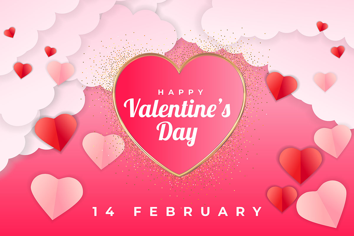 Banner ngày lễ valentine màu hồng file vector mẫu BV308