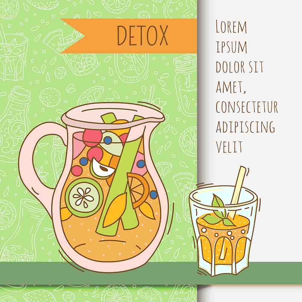 Banner trà hoa quả detox file vector mẫu số 306