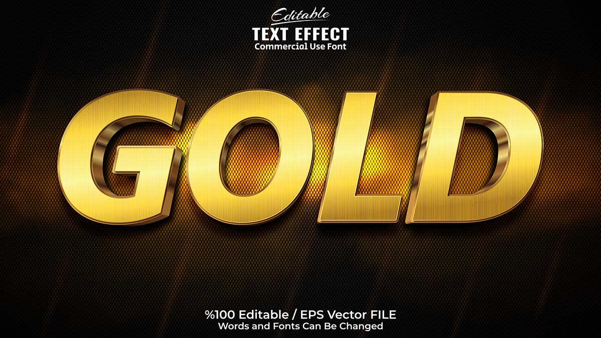 Hiệu ứng text gold file EPS và AI mẫu HU13