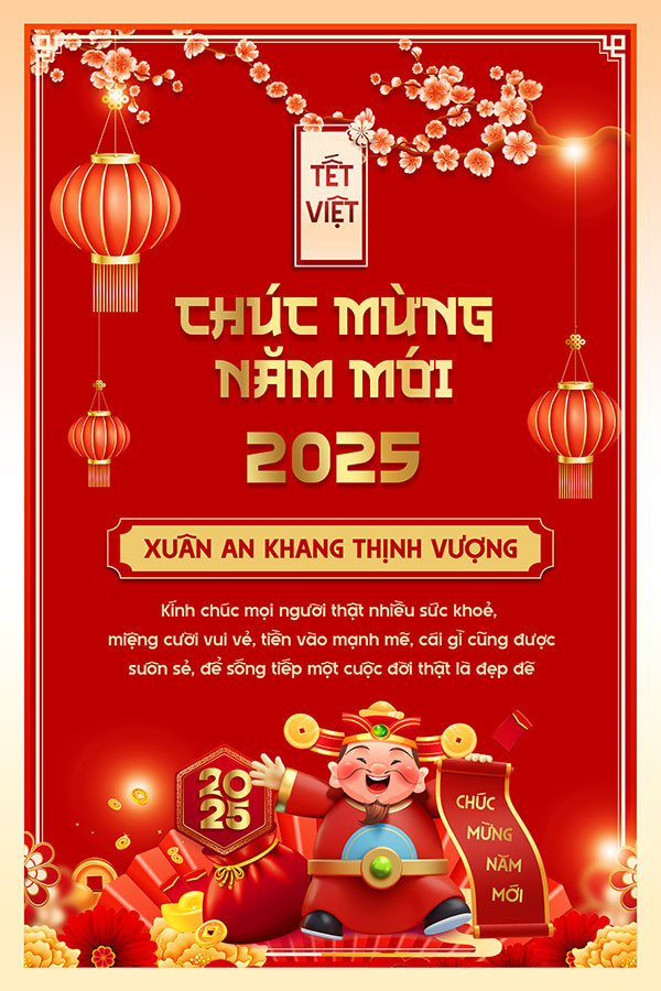 Poster ông thần tài chúc mừng tết nguyên đán file PSD mẫu 25R1106