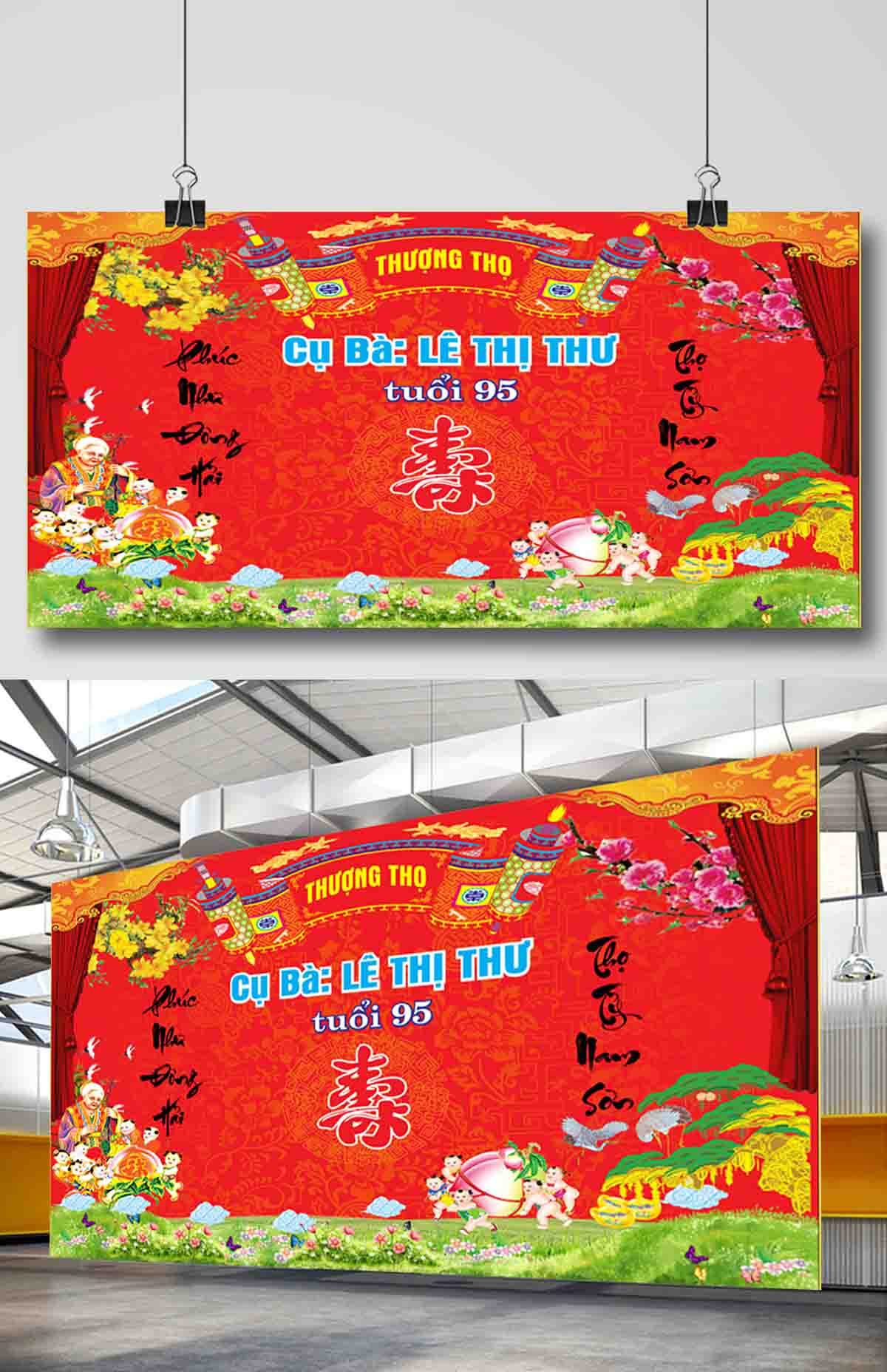 Backdrop lễ thượng thọ đầu xuân file Corel - mẫu 28