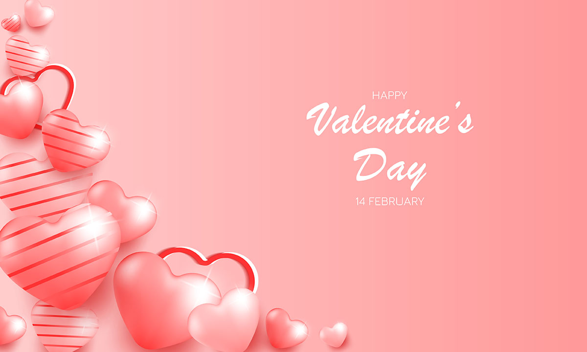 Banner valentine trái tim trên nền hồng file vector mẫu số 374