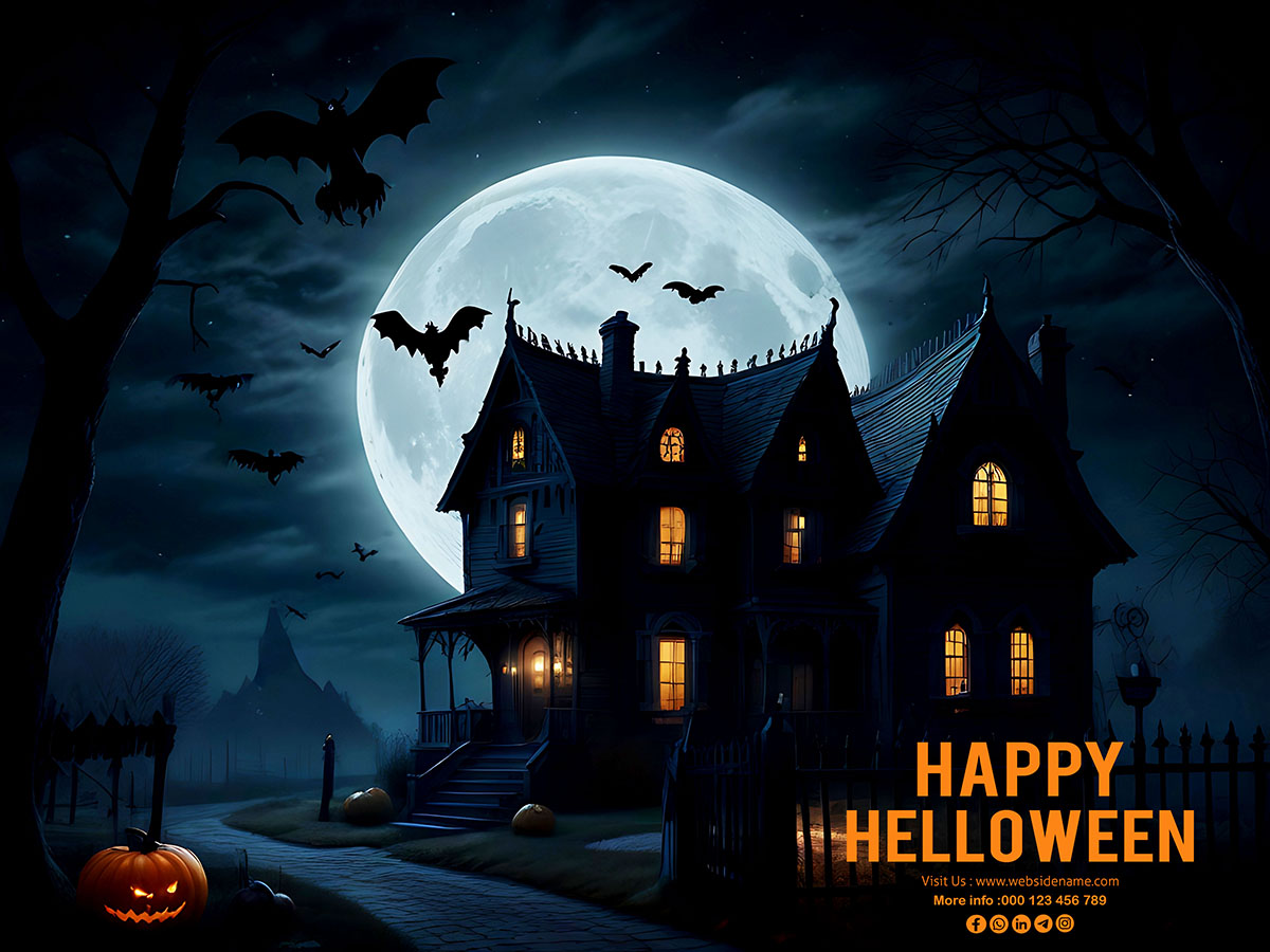 Background lễ hội halloween kinh dị file PSD mẫu MB224