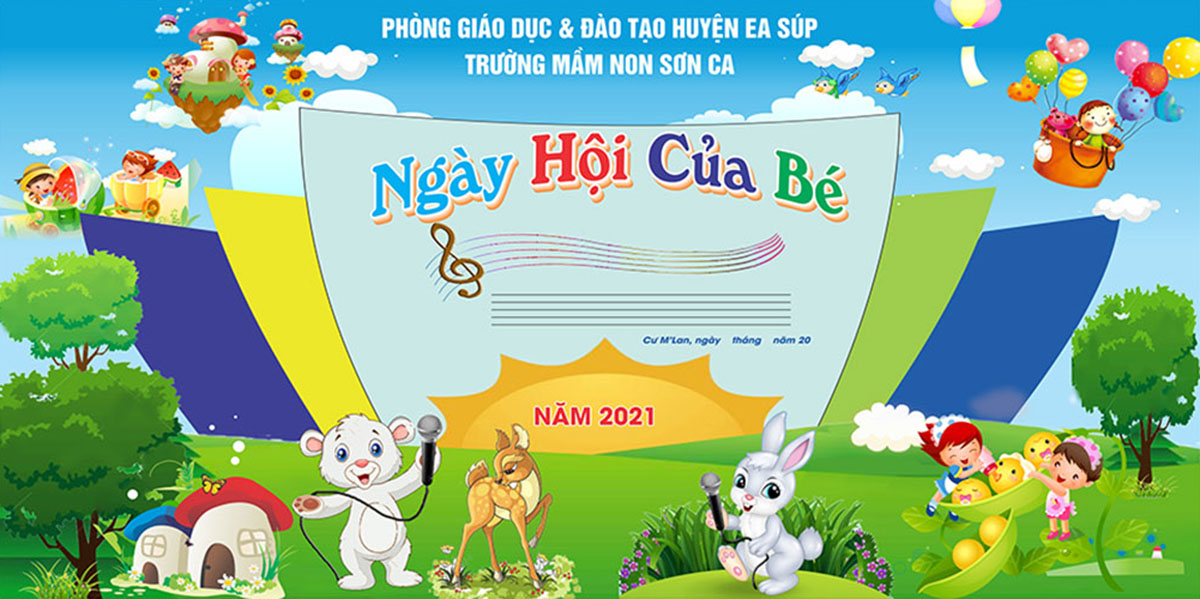 Banner vui chơi ngày quốc tế thiếu nhi file CDR mẫu TN27