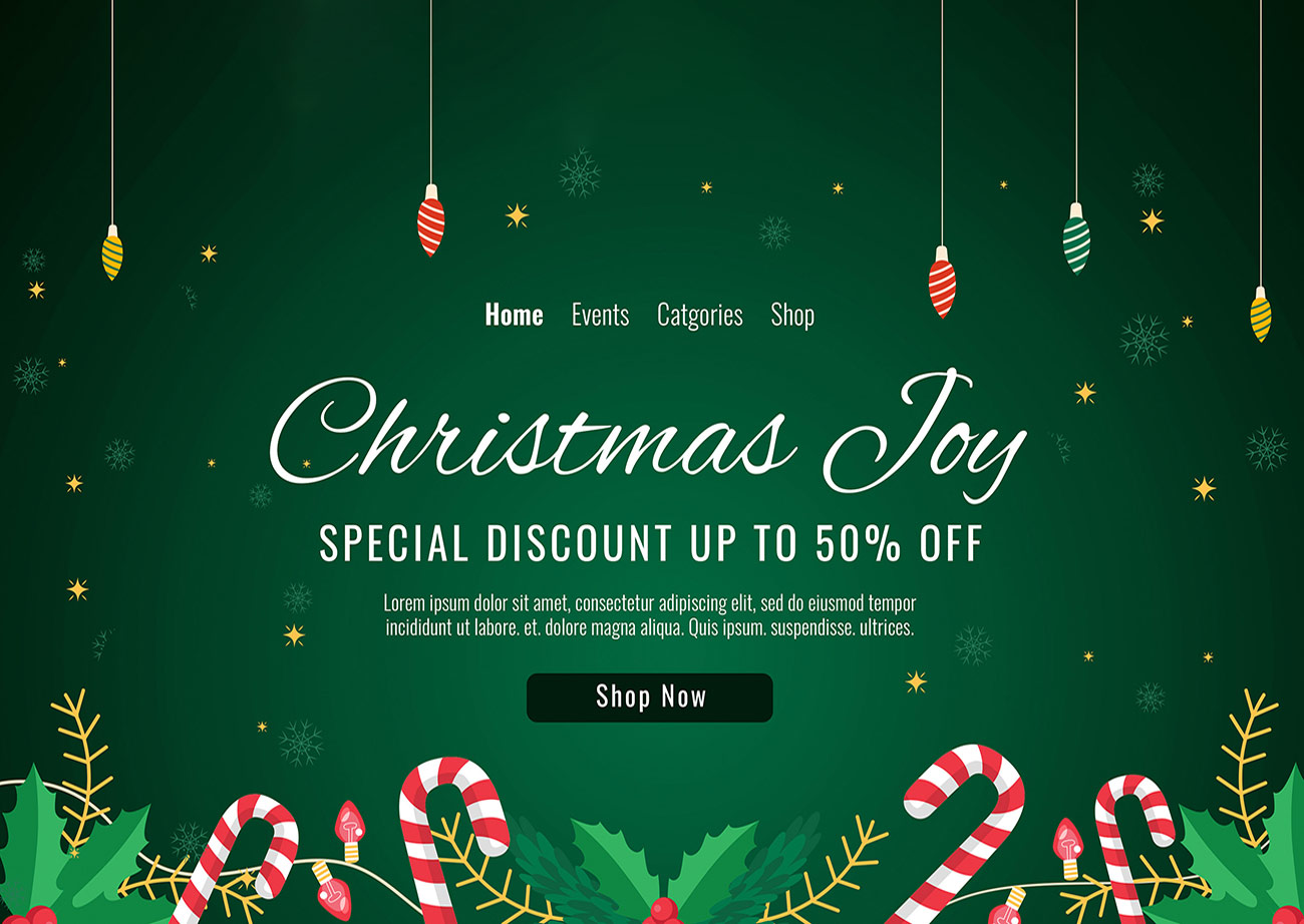 Banner giảm giá đặc biệt 50% dịp noel file PSD