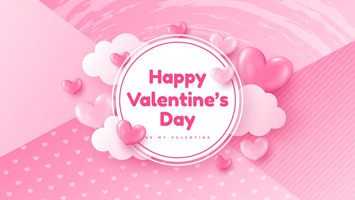 Banner ngày valentine trái tim và nền hồng file vector mẫu số 851