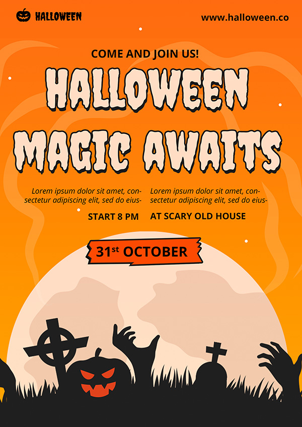 Poster lễ hội halloween file PSD mẫu MB435