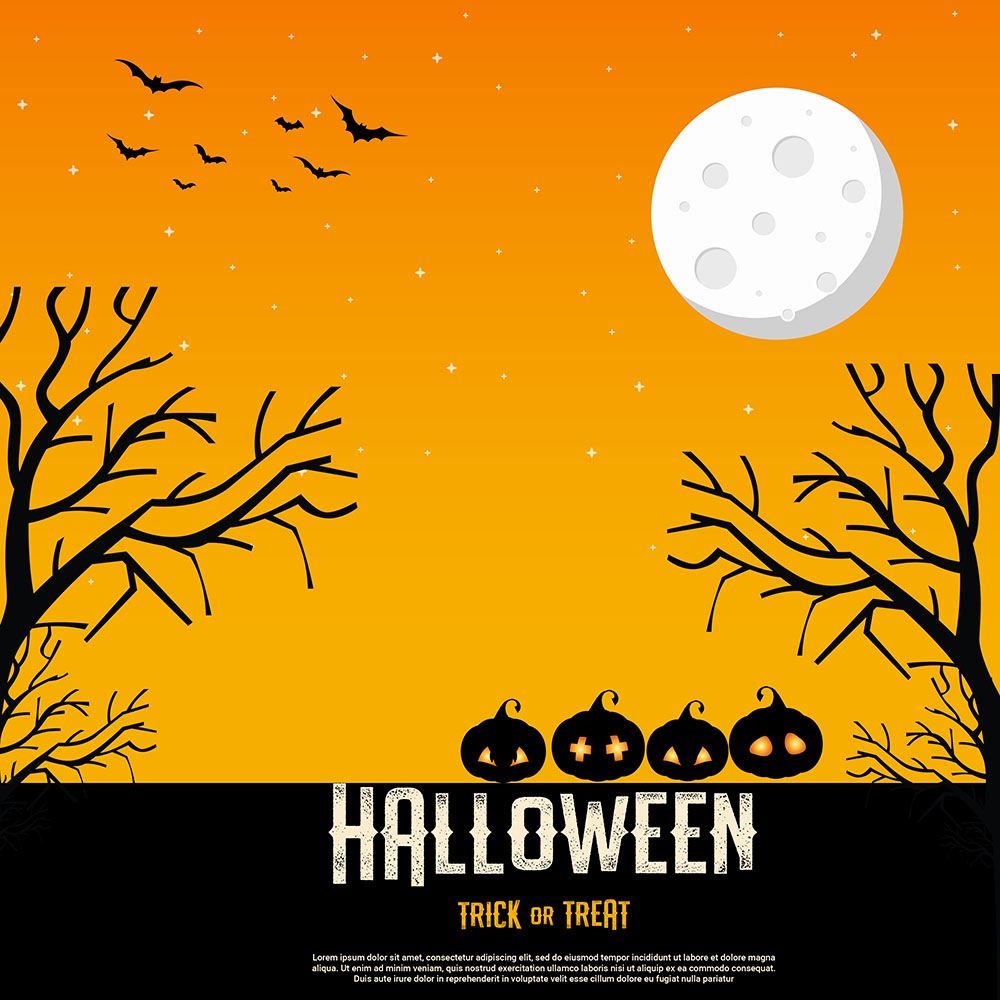 Banner đêm hội hóa trang halloween file PSD - mẫu số 407