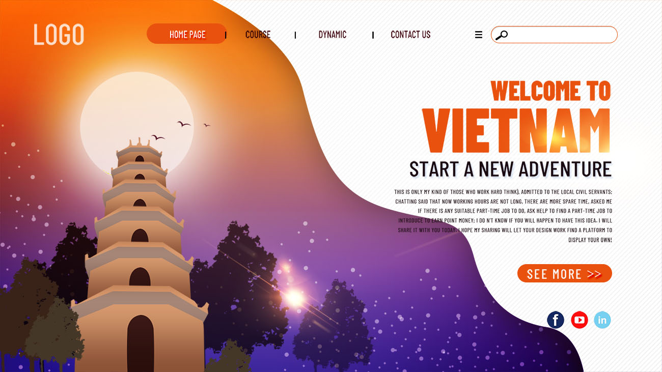 Ảnh trang chủ website du lịch Việt Nam D12 file PSD