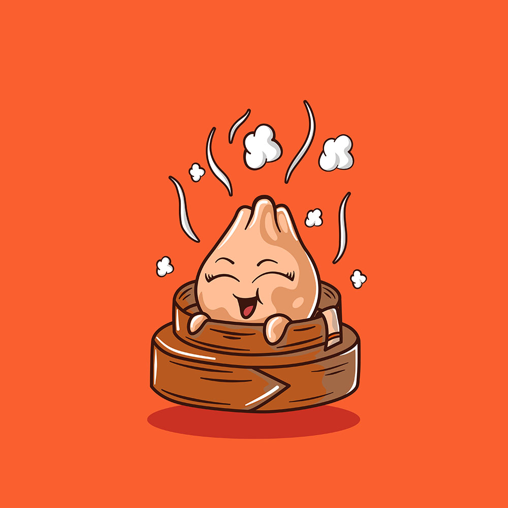 Hình minh họa bánh bao hoạt hình cute file vector mẫu số 126