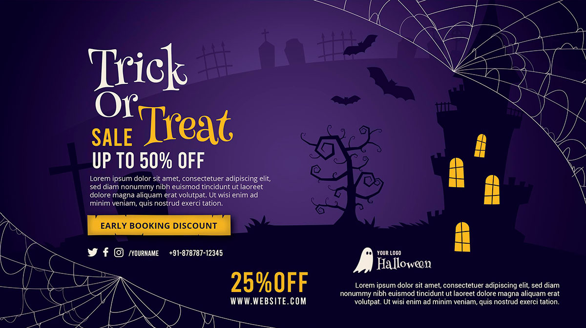 Banner lễ hội halloween file PSD mẫu MB166