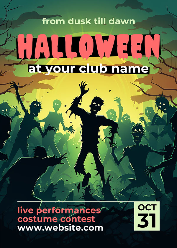 Poster lễ hội halloween file PSD mẫu MB172