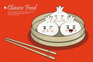 Hình ảnh đĩa bánh bao cute file vector mẫu số 511