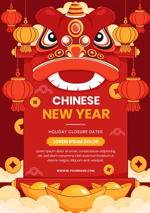 Poster kỳ lân mừng tết cổ truyền file vector mẫu 25R1047