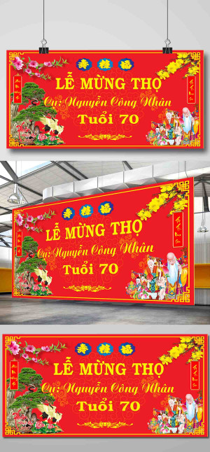 Backdrop lễ mừng thọ đầu xuân file Corel - mẫu 432