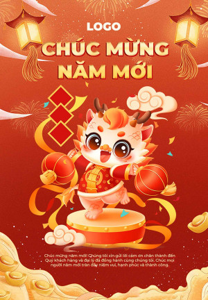 Poster chúc mừng năm mới chú rồng chibi file JPG