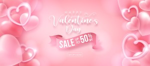 Banner ngày valentine màu hồng file vector mẫu BV318