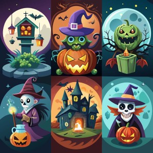 Hình minh họa nhân vật ma quái lễ hội hóa trang halloween file EPS - mẫu số 683