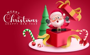 Banner ông già noel trong hộp quà dịp lễ giáng sinh file vector mẫu BN213