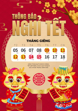 Poster thông báo lịch nghỉ Tết mẫu 25 PSD