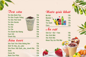 Menu quán nước giải khát file CDR