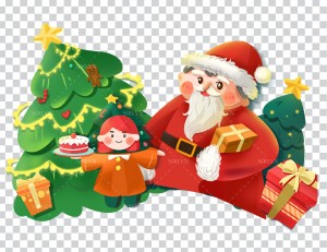 Hình ảnh ông già noel và cây thông file PNG mẫu BN28