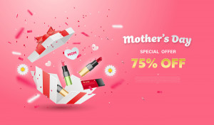 Banner giảm giá 75% ngày của mẹ file EPS