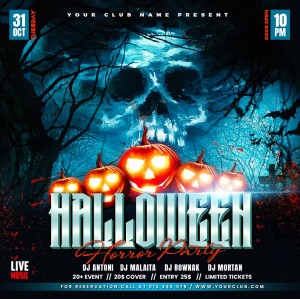 Poster lễ hội halloween kinh dị file PSD mẫu MB184