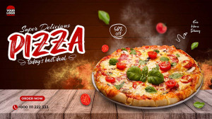 Banner quảng cáo Pizza phô mai và cà chua K146 file PSD